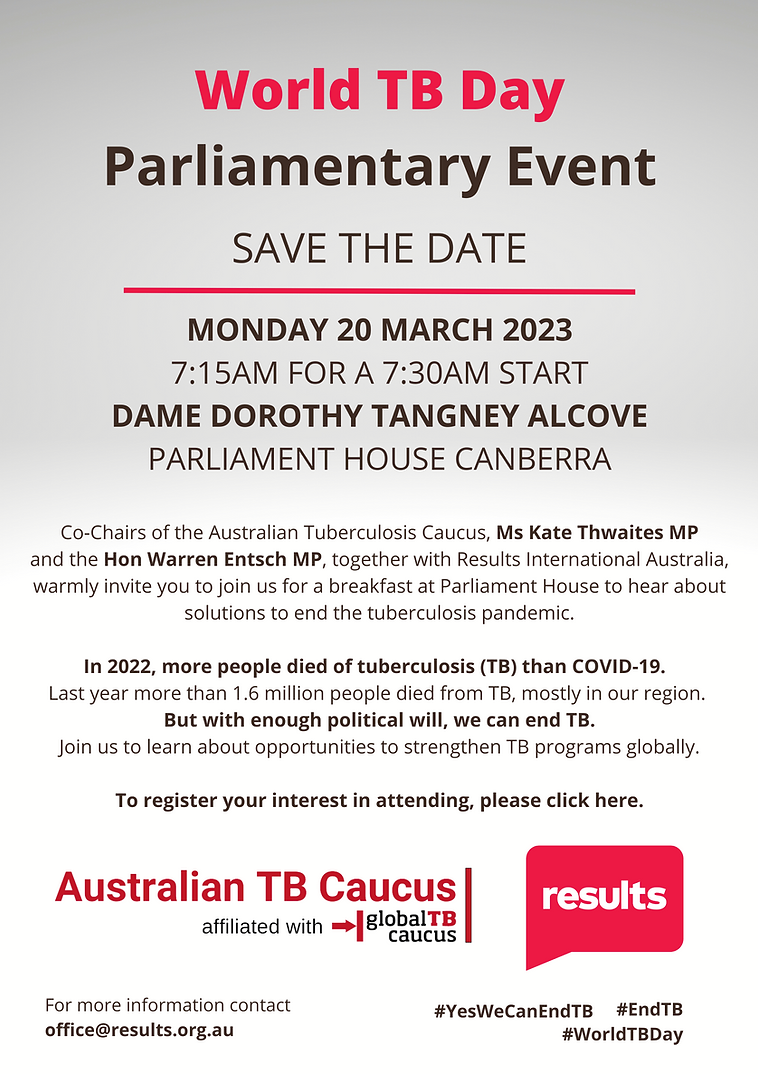World TB Day 2023 Parliamentary Event RESULTS Australia